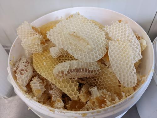 bijenwas voordat het wordt omgesmolten tot pastilles
