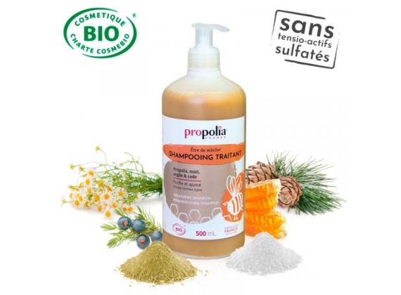 Behandelshampoo met propolis, honing en klei BIO 500ml - Propolia (pompfles)