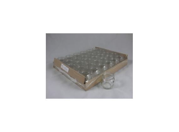 4320 Glazen potten in tray -rond- zonder deksel (53mm TO) 106ml laag (120 /130gram) 