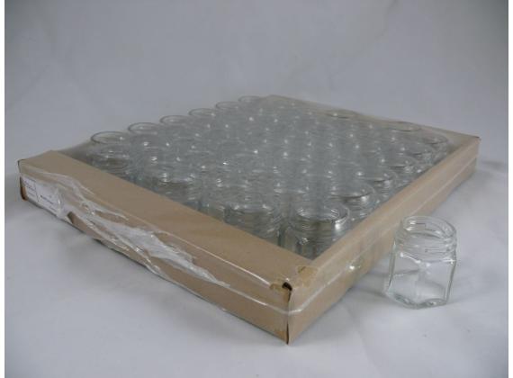 Hexagonale (6kantige) glazen pot 45ml (50gram) per 45 stuks (zonder deksel 43mm)