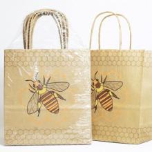 Papieren draagtasjes met bijenopdruk per 10 - 31cm diep